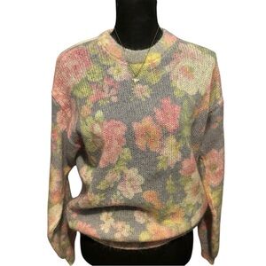Vintage 80s altopiano mohair knit floral sweater ♡